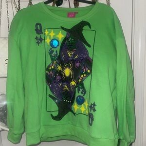 QUEEN OF SPARKLES Green Witch Sweatshirt